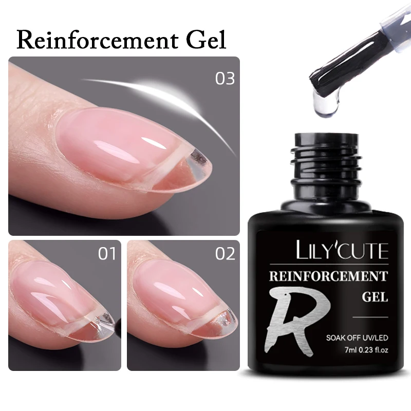 LILYCUTE 7ML Thick Reinforcement Gel Nail Polish Transparent Self-Leveling Strong Multifunction Nail Art No Wipe Base Top Coat