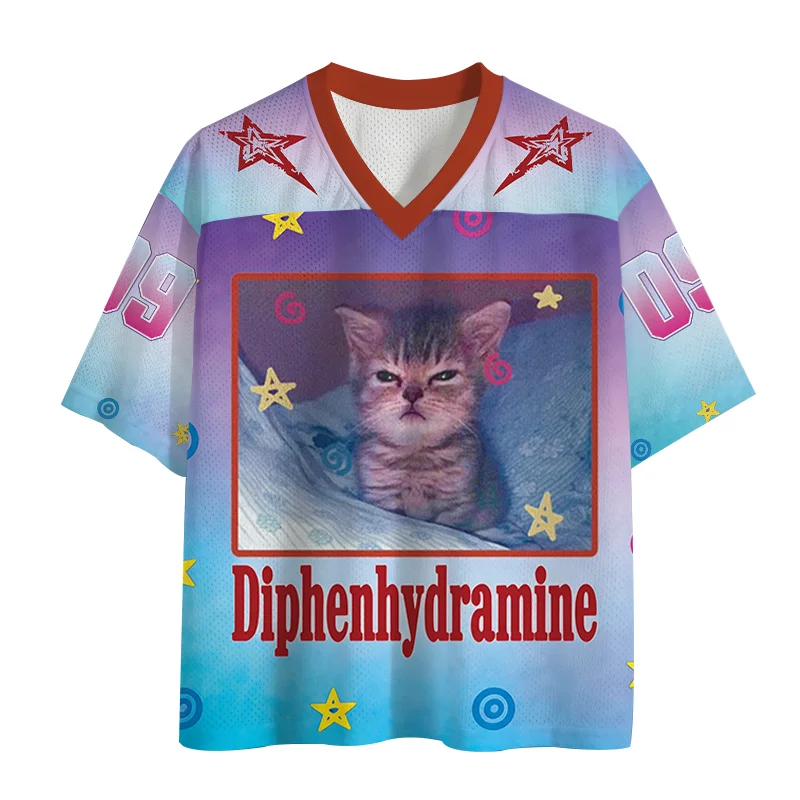 New Sports Mesh Jersey,QuickDrying Sports Short Sleeved Jersey,Upgraded Fabric,Mesh Knitted Fabric,Cute Cat Emoji Pack,Y2K Trend