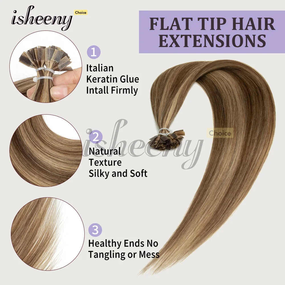 Flat Tip Human Hair Extensions 12inch-20inch 50pcs Natural Straight Machine Remy Hair Keratin Capsules Flat Tip Hair 30g/pack