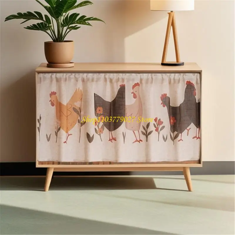 C4DF Neutral Linen Fabric Door Hanging Curtain Space Divider Easy Maintenance
