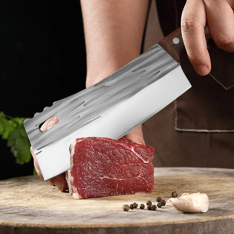 Chop Bones Chopping Knife Cleaver Meat Slaughter Butcher Knife Utility Knife Hand Forge Blade Wooden Handle Heavy Kitchen Knives