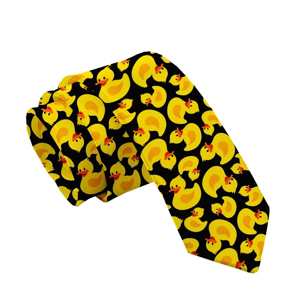 Corbata con estampado 3D de pato de dibujos animados unisex, corbata amarilla de 8cm, corbata de negocios de moda, accesorios únicos para hombres,