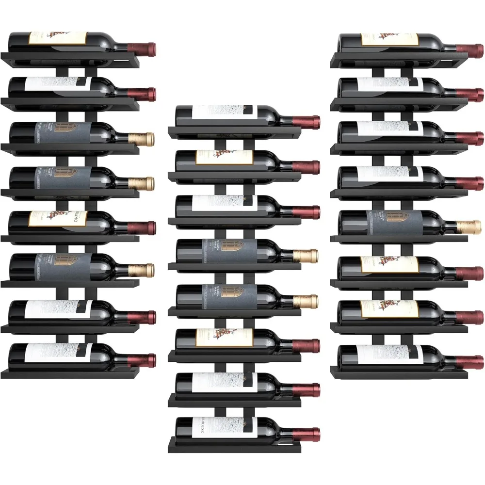 

3-Set 8 Tier Wall Mount Wine Rack (24 Tiers), Wall Racks for Wine Bottles Display and Storage, Hanging Bottle Organizer for Liv