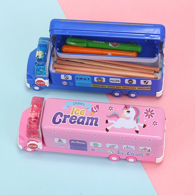 Nuova scatola di matite per auto impermeabile di grande capacità Pencilcase per ragazzi materiali metallici astuccio per penne scatola di cancelleria multifunzione Shcool