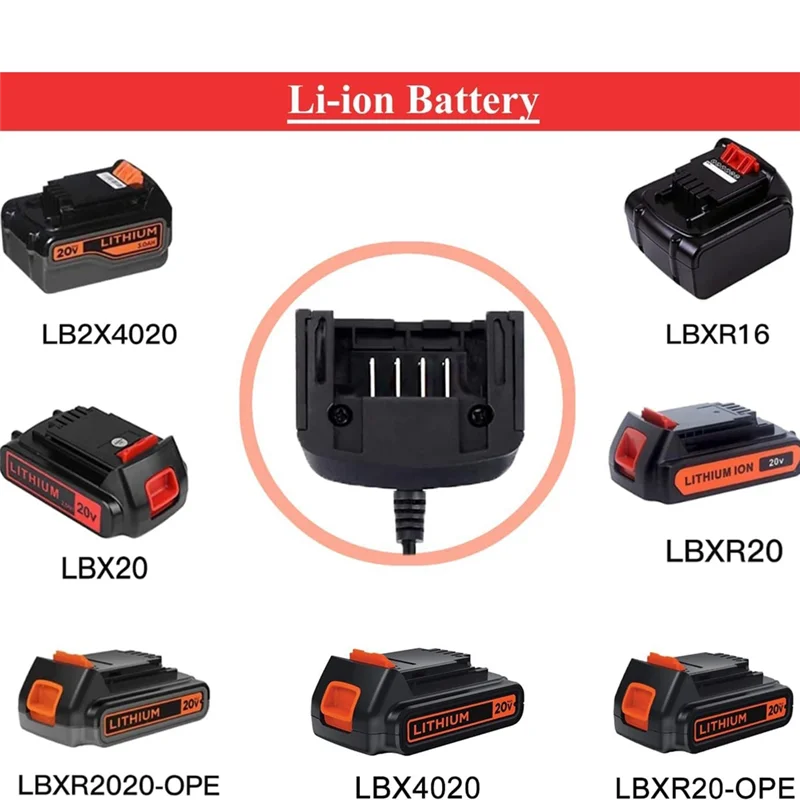 

B04B-LCS1620 Зарядное устройство для литиевой батареи для BLACK & DECKER Зарядное устройство для аккумуляторной батареи 20 В для LBXR20 LB20 LBX20 Часть