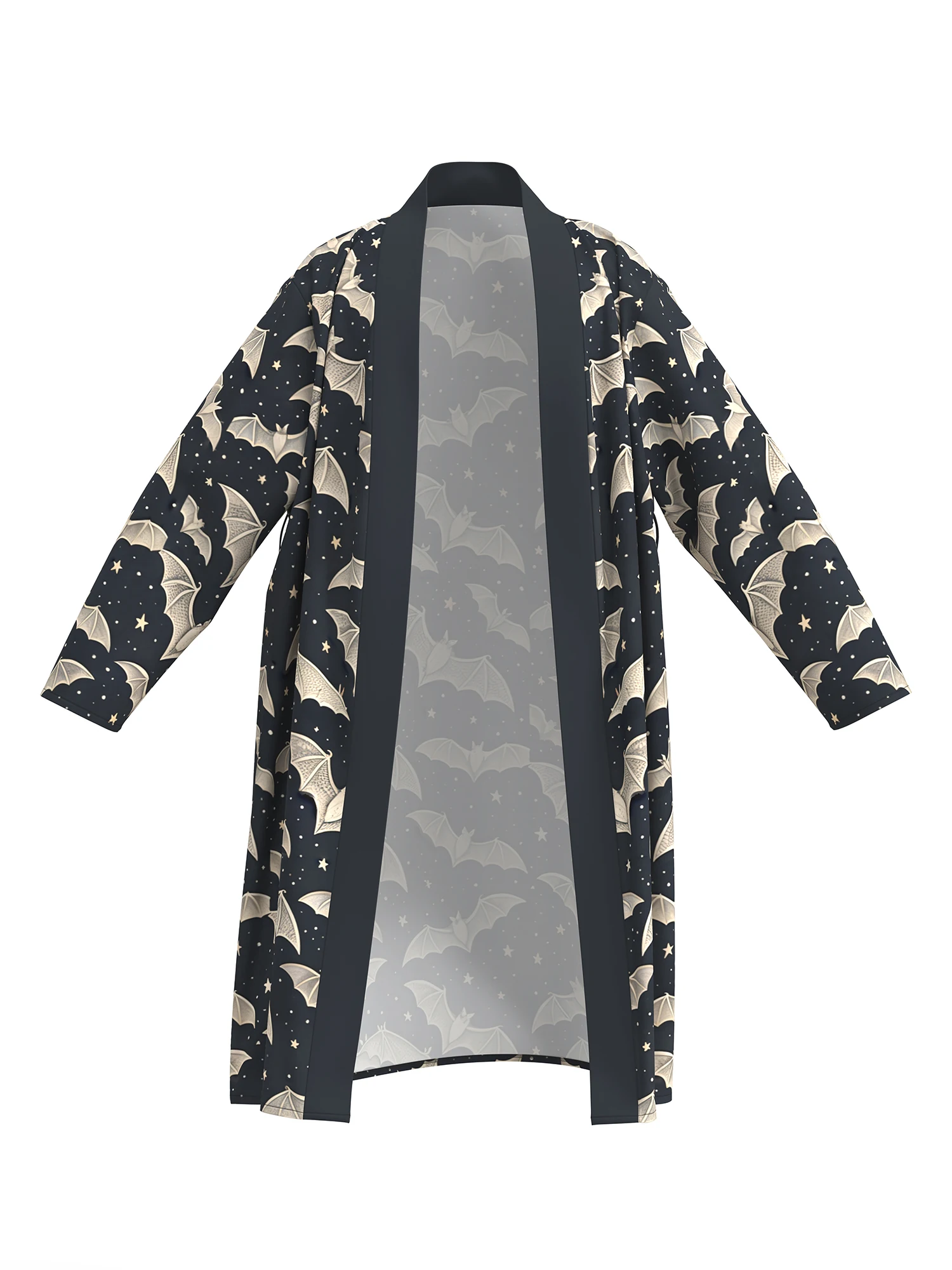 2026 new men's home robe 3D digital full printed black bat casual bathrobe spring and summer thin quick-drying home robe with be