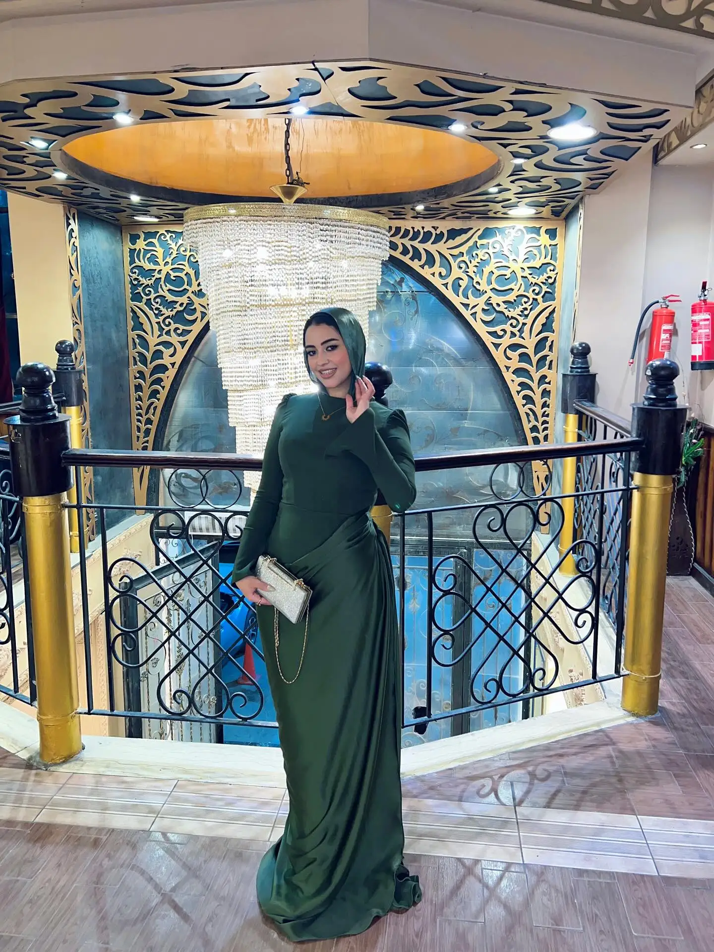 

Индивидуальное винтажное вечернее платье с драпировкой и хиджабом, зеленое, фасон «русалка», мусульманское вечернее платье из атласа, длинное, женское.