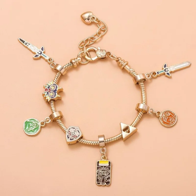 Nuevo Brazalete DIY 2D de The Legend of Zelda, Accesorios de Juego, Moda Anime, Colgante de Dibujos Animados, Cosplay, Hip-Hop, Punk, Regalo de Cumpleaños para Parejas