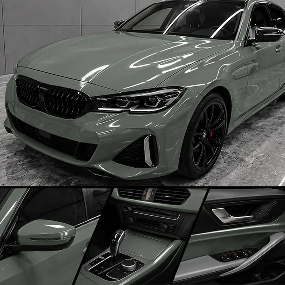 Premium PET Ultra-Glanz Nardo-Grau Auto-Vinylfolie mit Luftkanälen, selbstklebende Folie für Fahrzeug-Außen- und Innenraum, Farbwechsel-Dekorationsfolie, PVC-Autolackschutzfolie, in verschiedenen