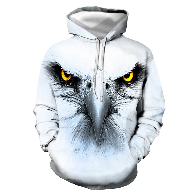 2021 Frühling und Herbst Europäischer und amerikanischer Außenhandel Eagle Head 3D-Digitaldruck Kapuzentaschenpullover