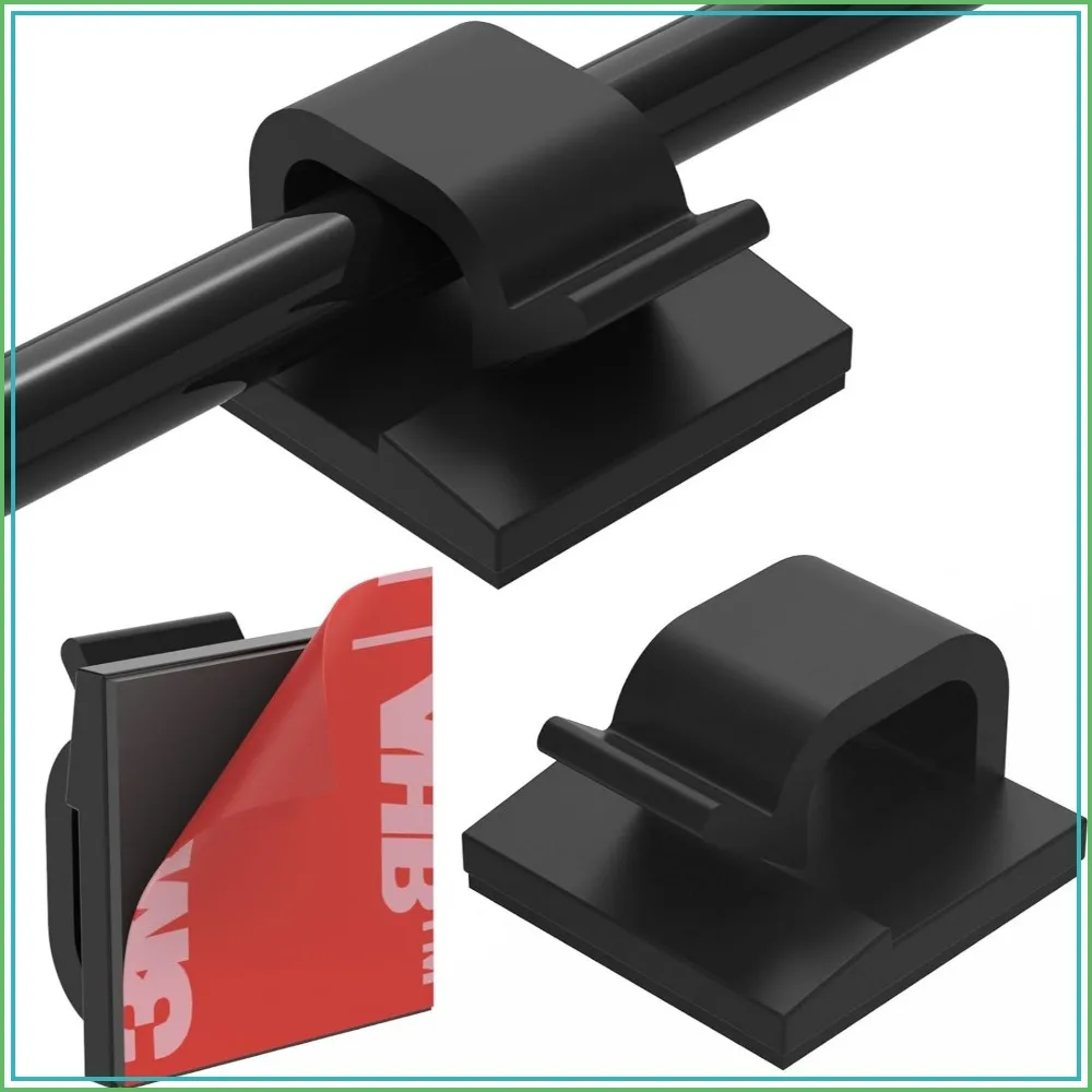 40PCS Strong Adhesive Cable Clips, Wire Holder Organizer for Home Office Car - Black