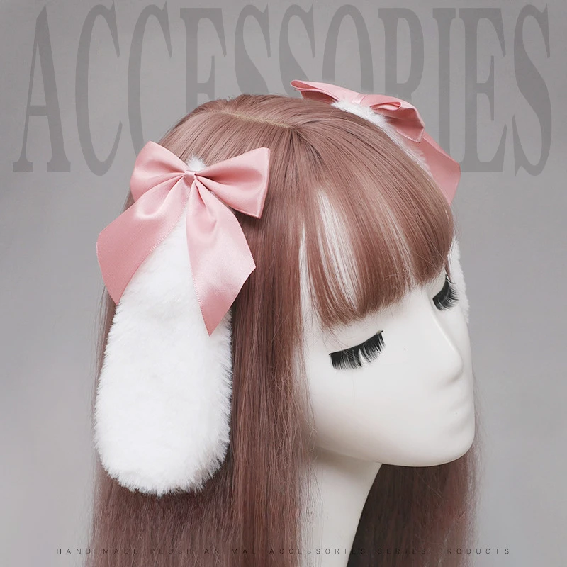 Kawaii Bunny Ears Hairpin Cosplay Anime Girls  Lolita Costumes Droppy Rabbit Hairclips Cute Headwear For Women