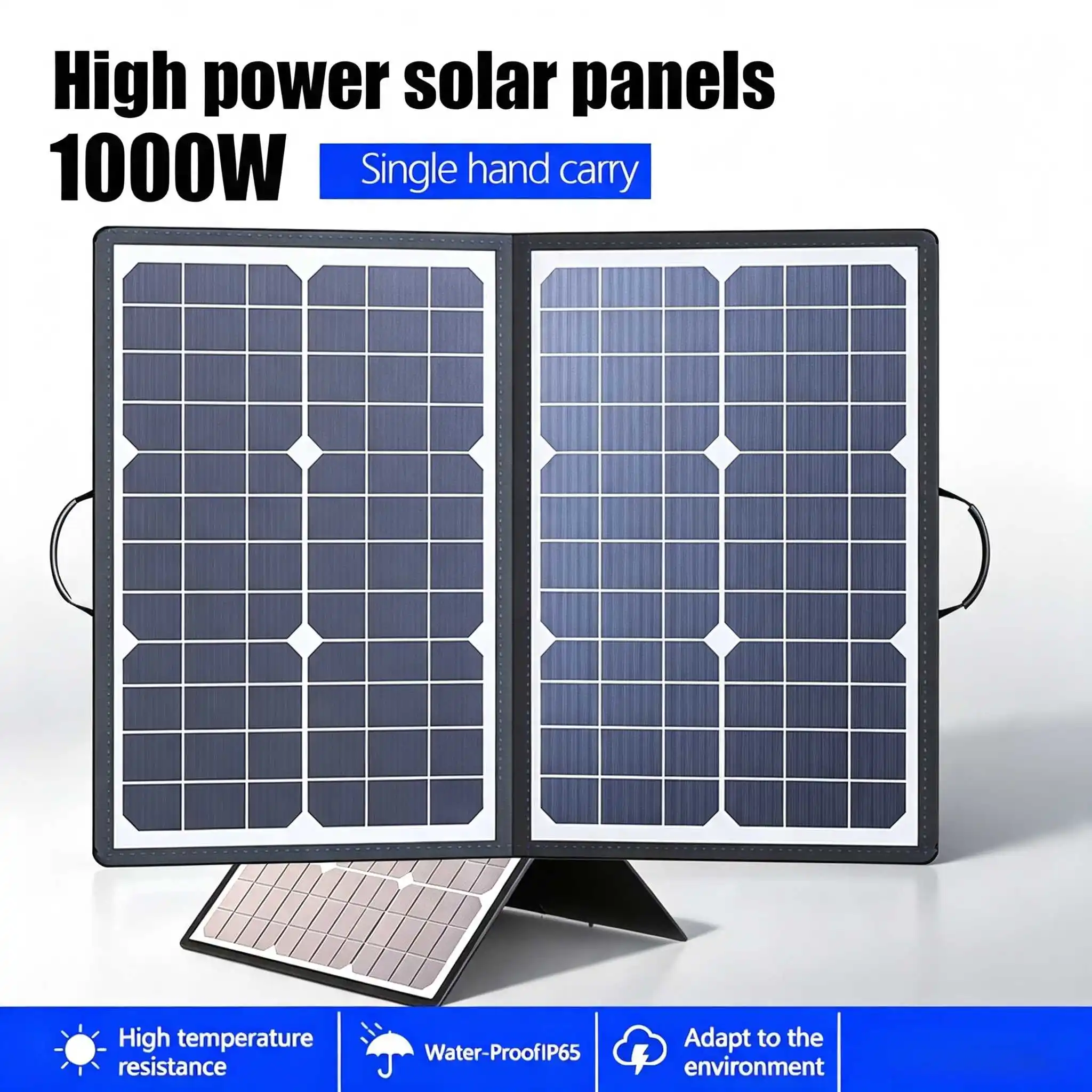 1000W Foldable Solar Power Kit with 18V Fast Charger – Perfect for Camping, Caravans, Boats, Cars, and Outdoor Adventures