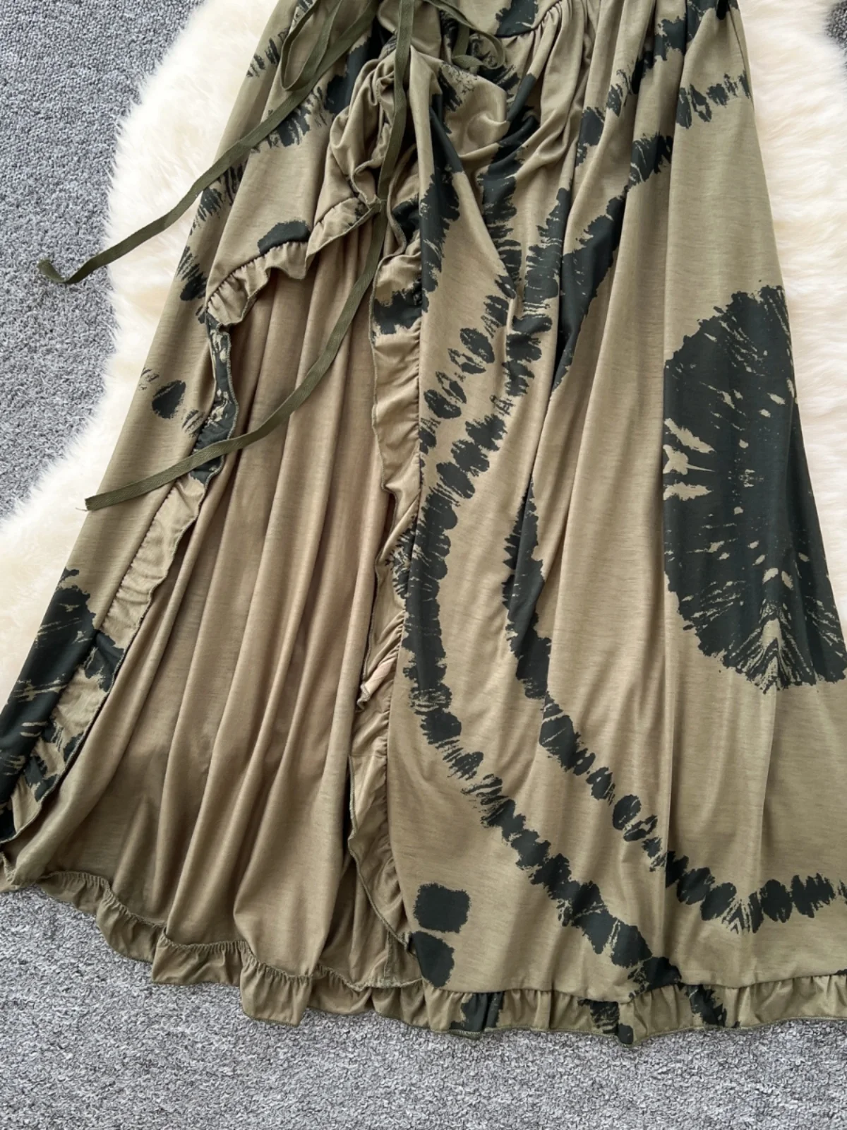 Vaion Vibes imprimé fleuri Maxi Dr jupe trapèze taille haute pour femme Design fendu Svel coréen Sle banlieue Dr