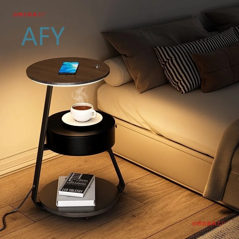 Creative Floor Lamp with Wireless Charging and Storage Shelf for Living Room Bedroom Sofa Side Bedside Table Modern Design