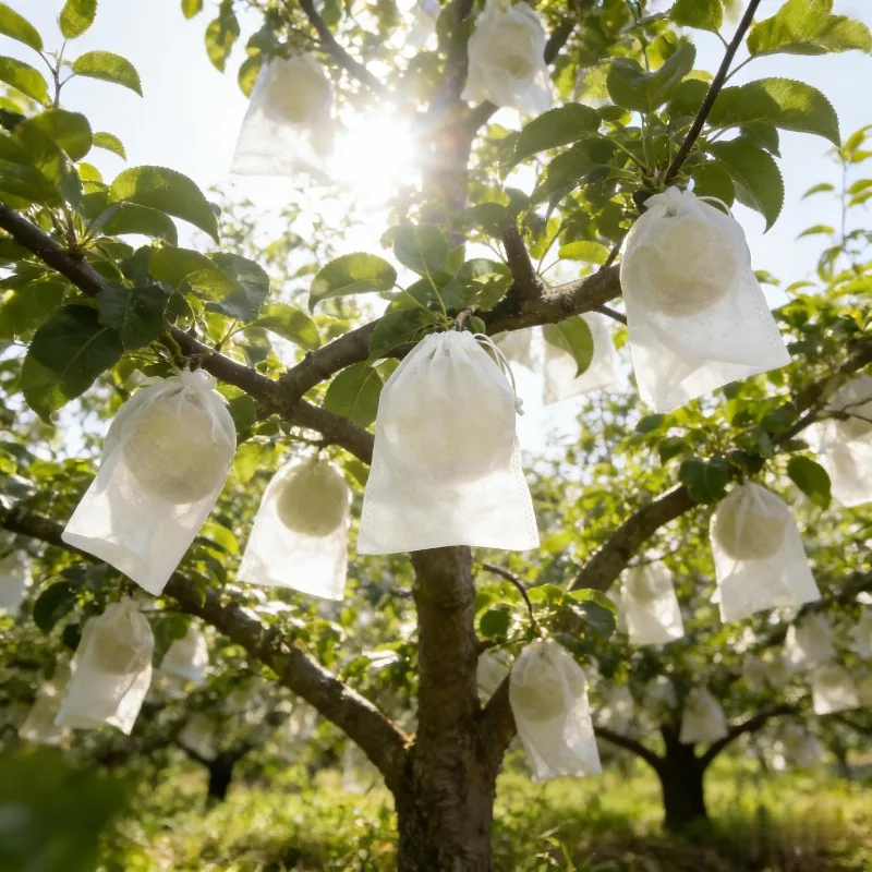 46Pcs Fruit Film Cover with Hidden Drawstring, Durable Fine Mesh Fruit Mesh Bag, Perfect for Apple, Grape Fruits Plants