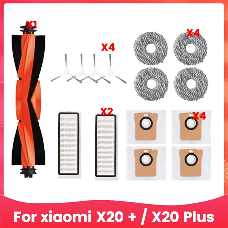 

BAAG-For Xiaomi Robot Vacuum X20 + / X20 Plus Dust Bag Mop Cloth Accessories Main Side Brush Hepa Filters Replacement Parts