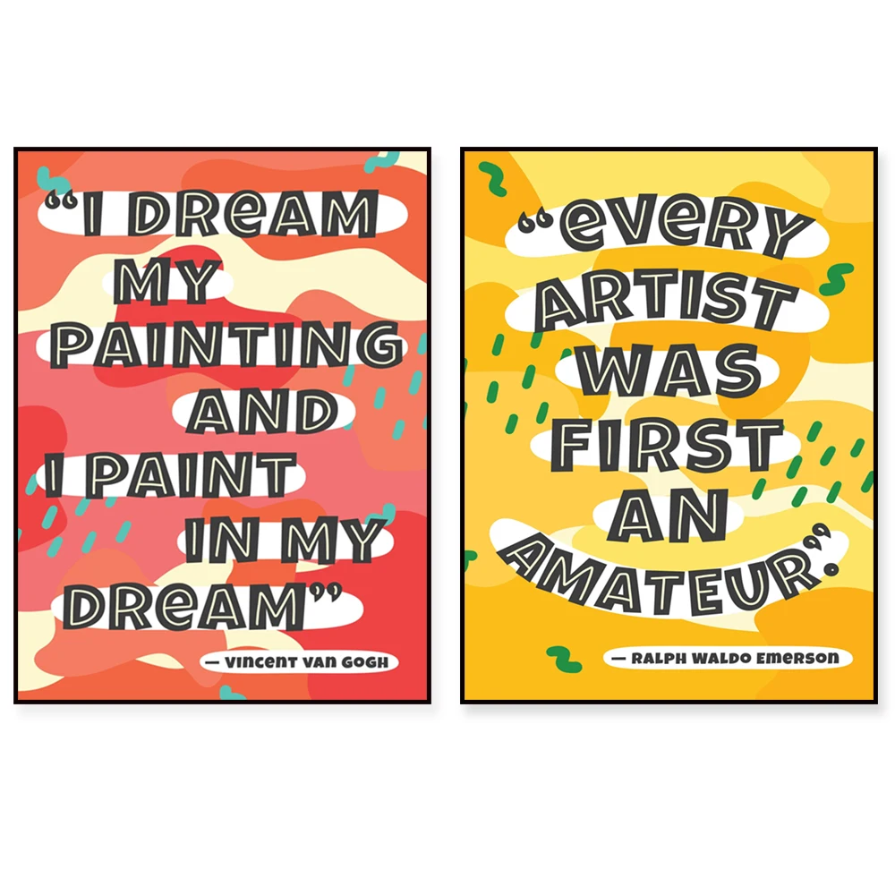 Vincent van Gogh and anonymous inspirational quotes, Bert Hubbard and Ralph Waldo Emerson inspirational posters