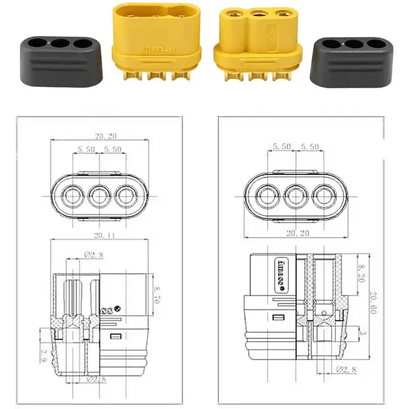 5 Paar Amass MR60 Stecker Buchse Stecker 3,5 Rundstecker für RC Modell Motor ESC Anschluss