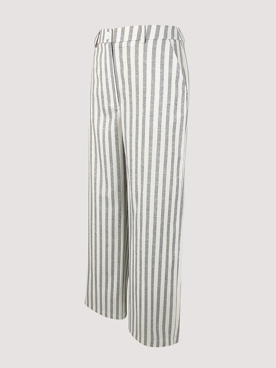 Damen High-Waist Gestreifte Weite Hose, Lässige Elegante Palazzo-Hose, Sommermode Streetwear für Damen, Bürokleidung – Detail 3