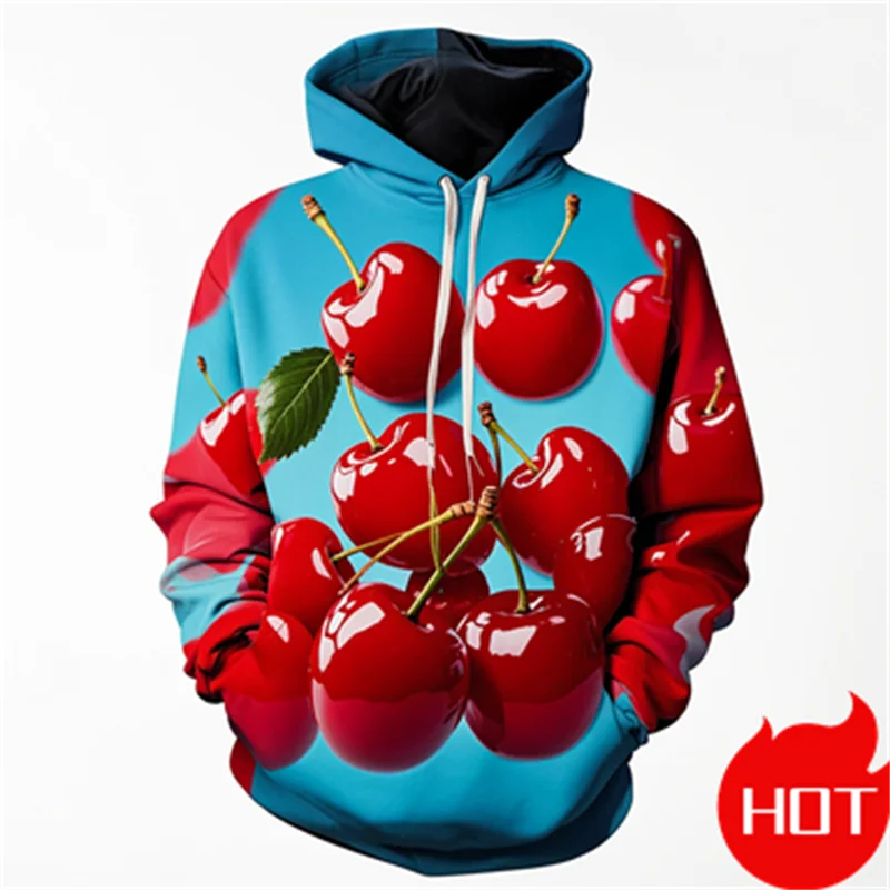 Winter New 3D Fruit Cherry Printing Hoodies For Men Women Funny Streetwear New In Hoodies & Sweatshirts Unisex Fashion Clothing