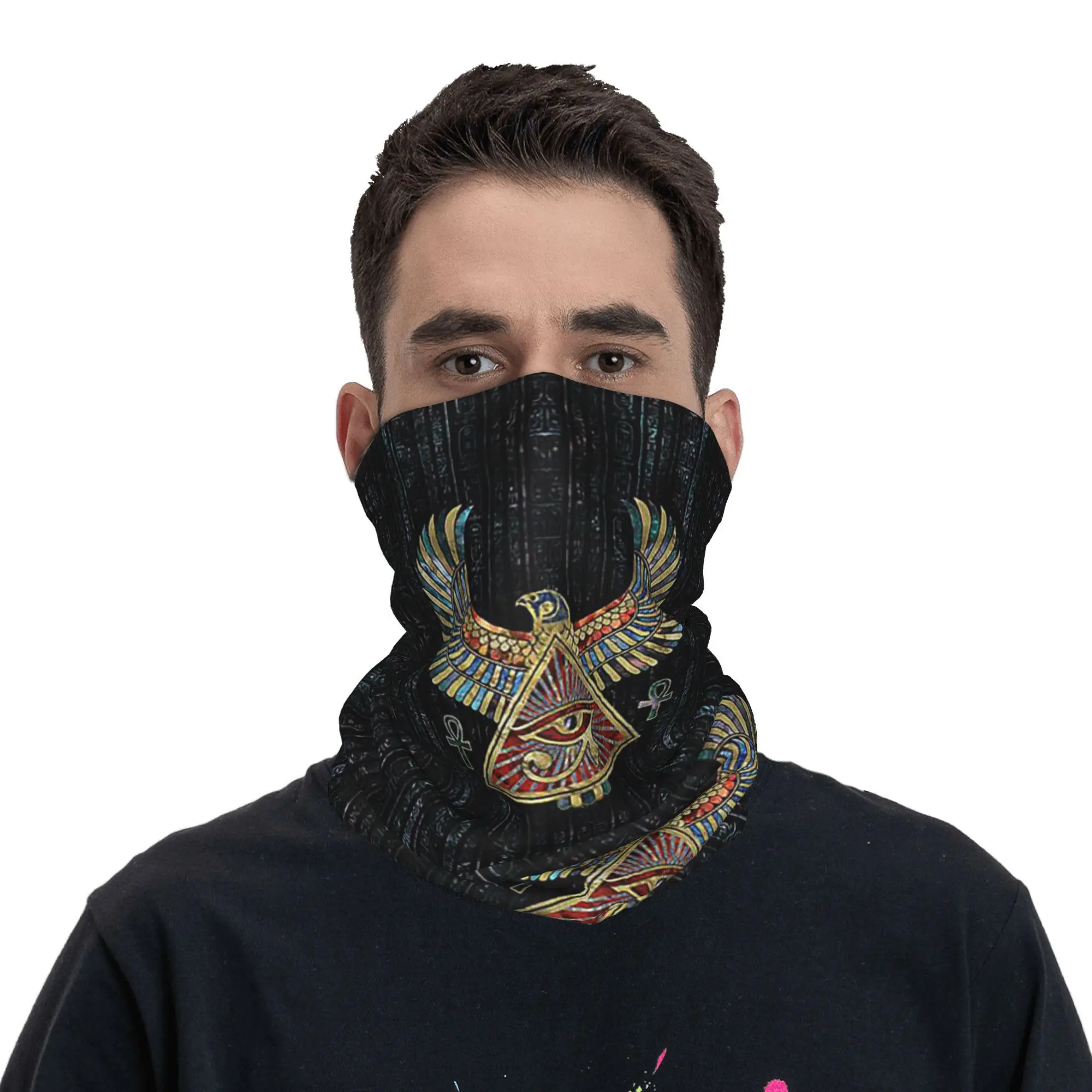 

Eye of Horus Wadjet драгоценный камень и золотая бандана на шею, шарф с принтом, теплая повязка на голову для бега, дышащая унисекс для взрослых