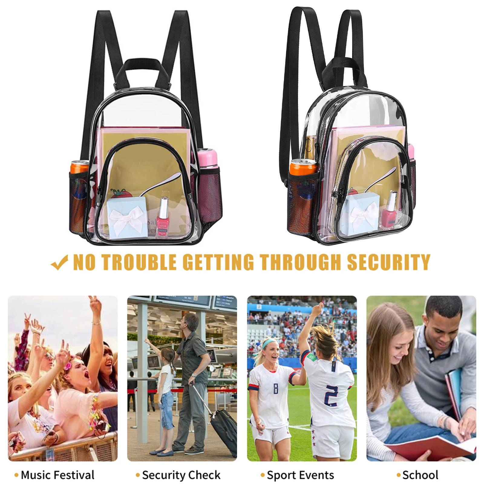 1-3Pcs PVC 투명 배낭 휴대용 야외 스포츠 피트니스 배낭 캐주얼 여행 보이는 배낭 핸드백