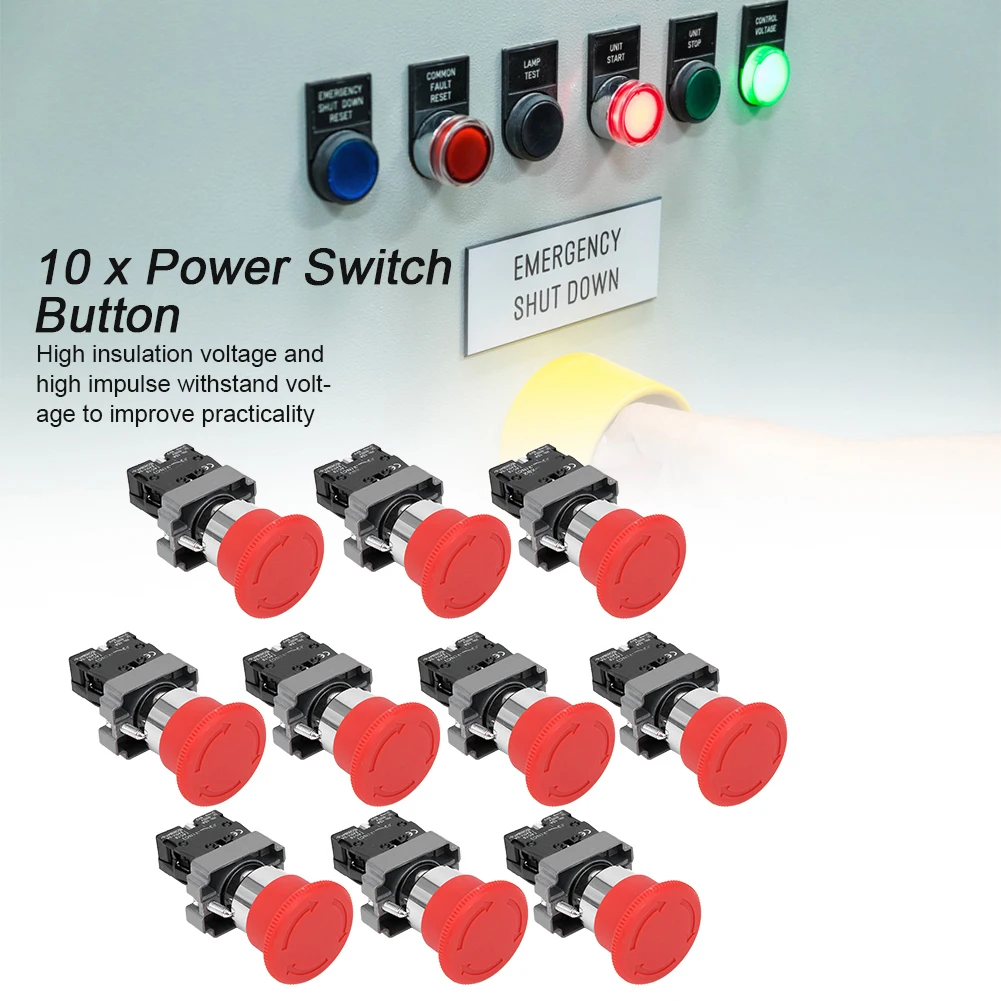 BERM@ Botão Equipamento de parada de emergência Liga de prata Contatos BEM‐XB2‐01ZS Botão de pressão 240V