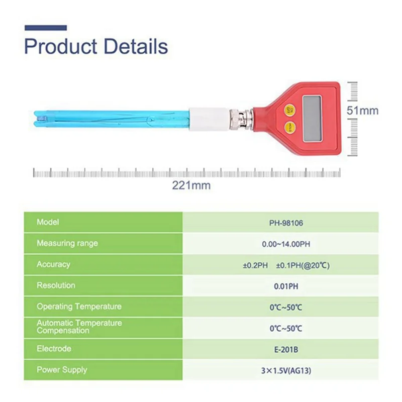 

PH-98106 Meter Digital Acidity Meter For Plants Flowers Vegetable Acidity Moisture