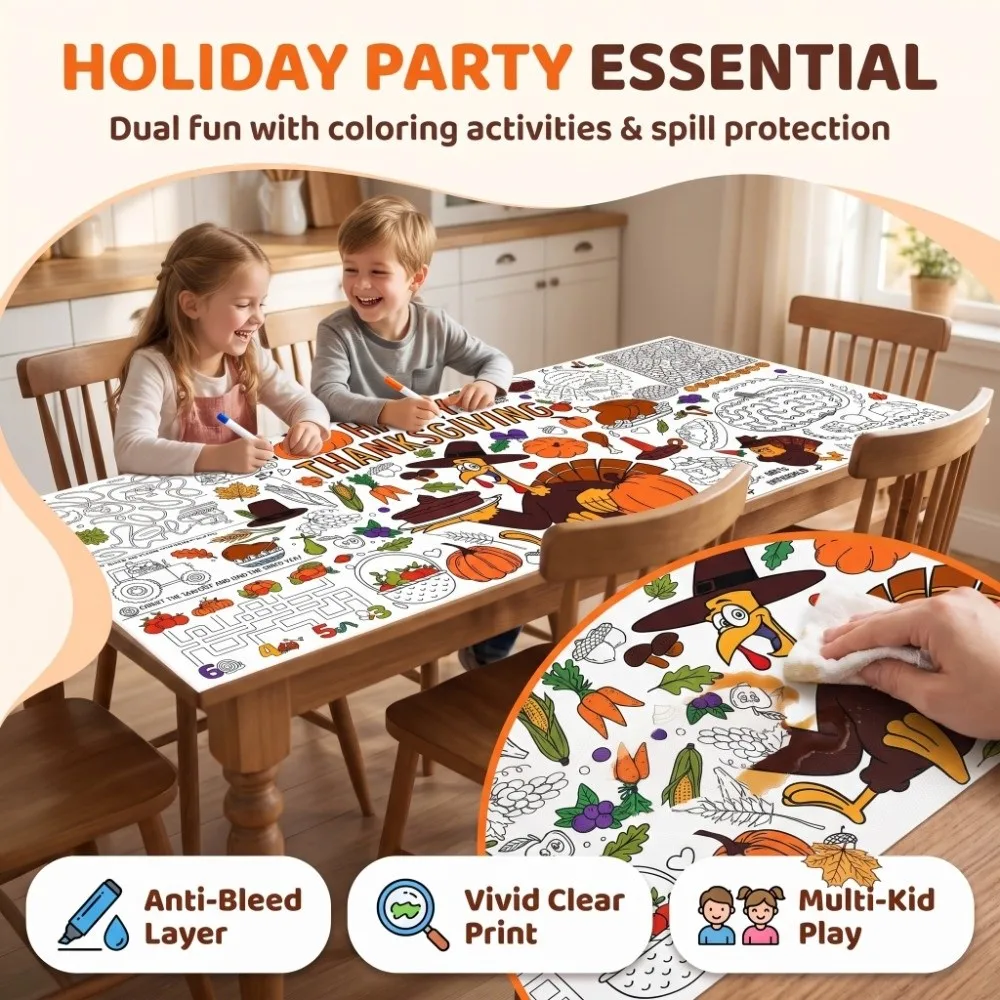 Multi Theme DIY Coloring Tablecloth Drawing Handmade Halloween Christmas Thanksgiving Graffiti Tablecloth Waterproof