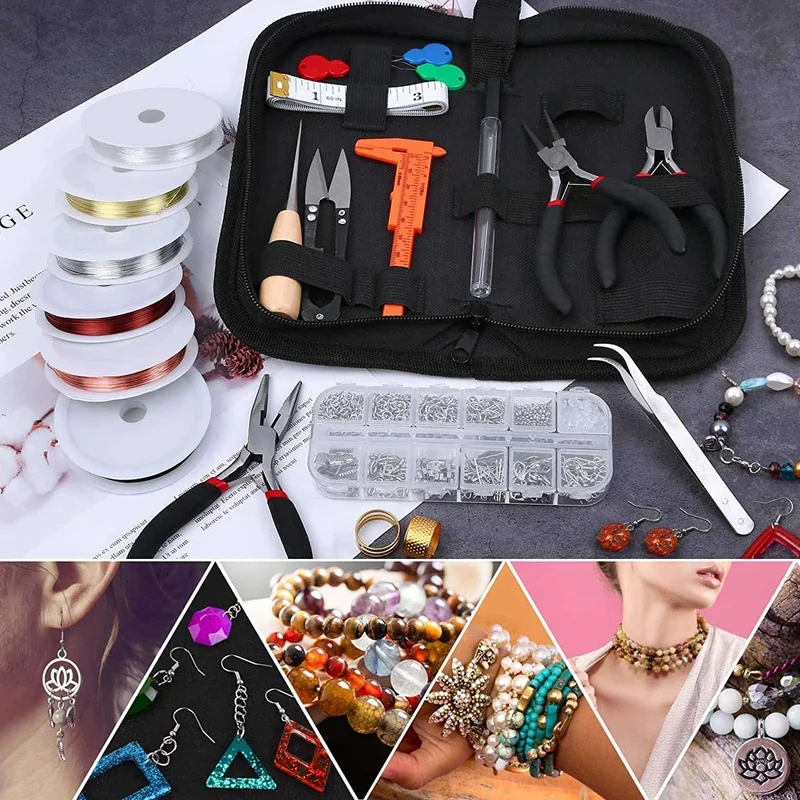 Jewelry Making Supplies Kit With Jewelry Wire, Jewelry Tools, Jewelry Pliers And Jewelry Findings For Jewelry Repair