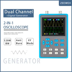 ZEEWEII DSO2512G oscilloscopio digitale portatile da 2.8 pollici larghezza di banda di 120M generatore di segnale oscilloscopio a doppio canale XYmode