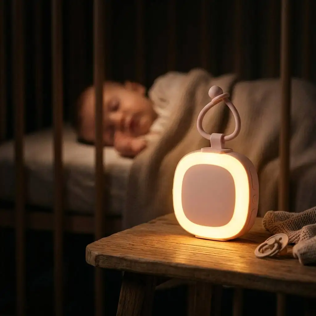 New Baby White Noise Machine with Cry Sensor Night Light Voice Control Baby Stroller Sleep Aid Rechargeable Battery  Speaker