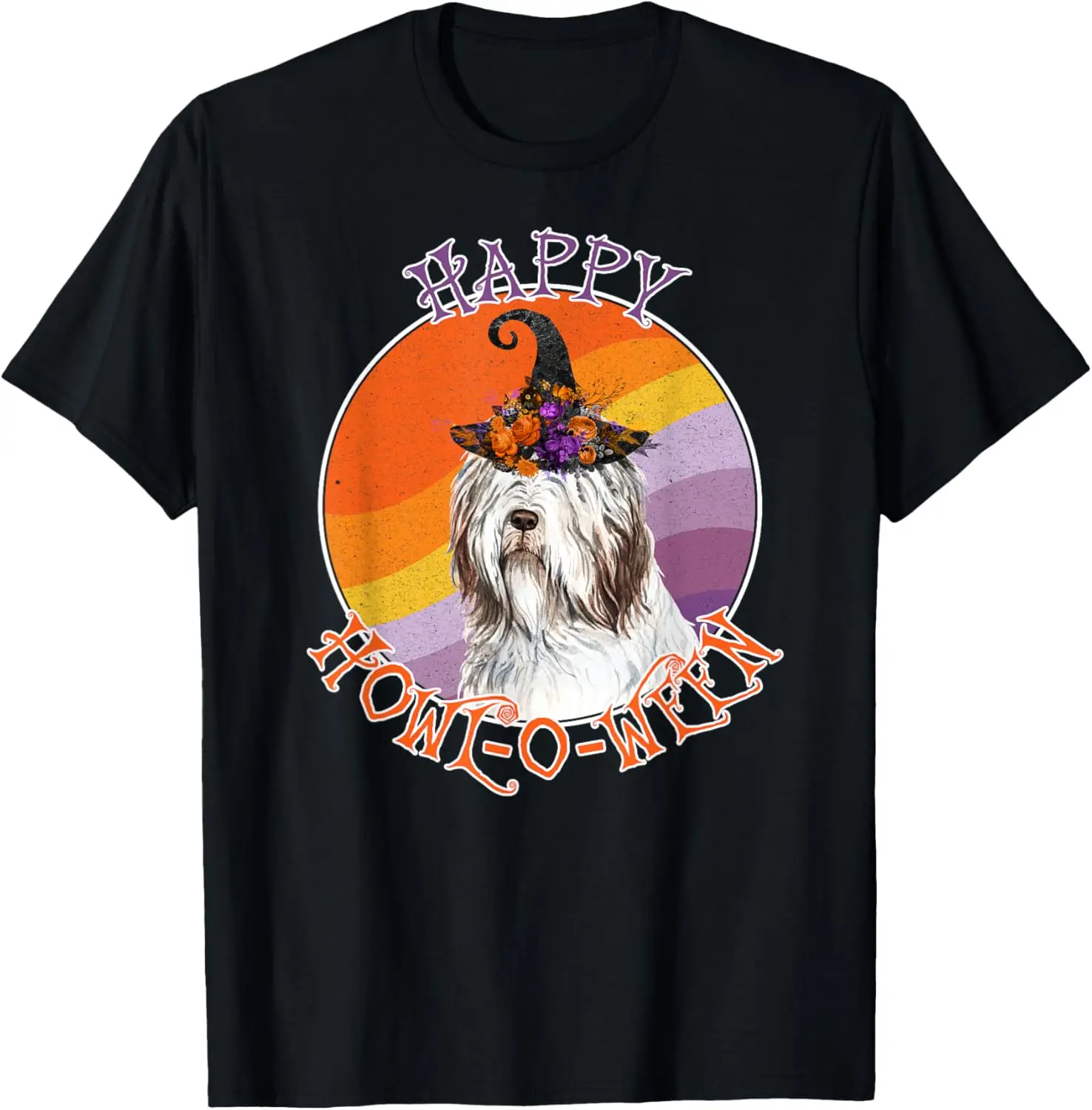 Old English Sheepdog Happy Howl-O-Ween Funny Halloween Dog T-Shirt