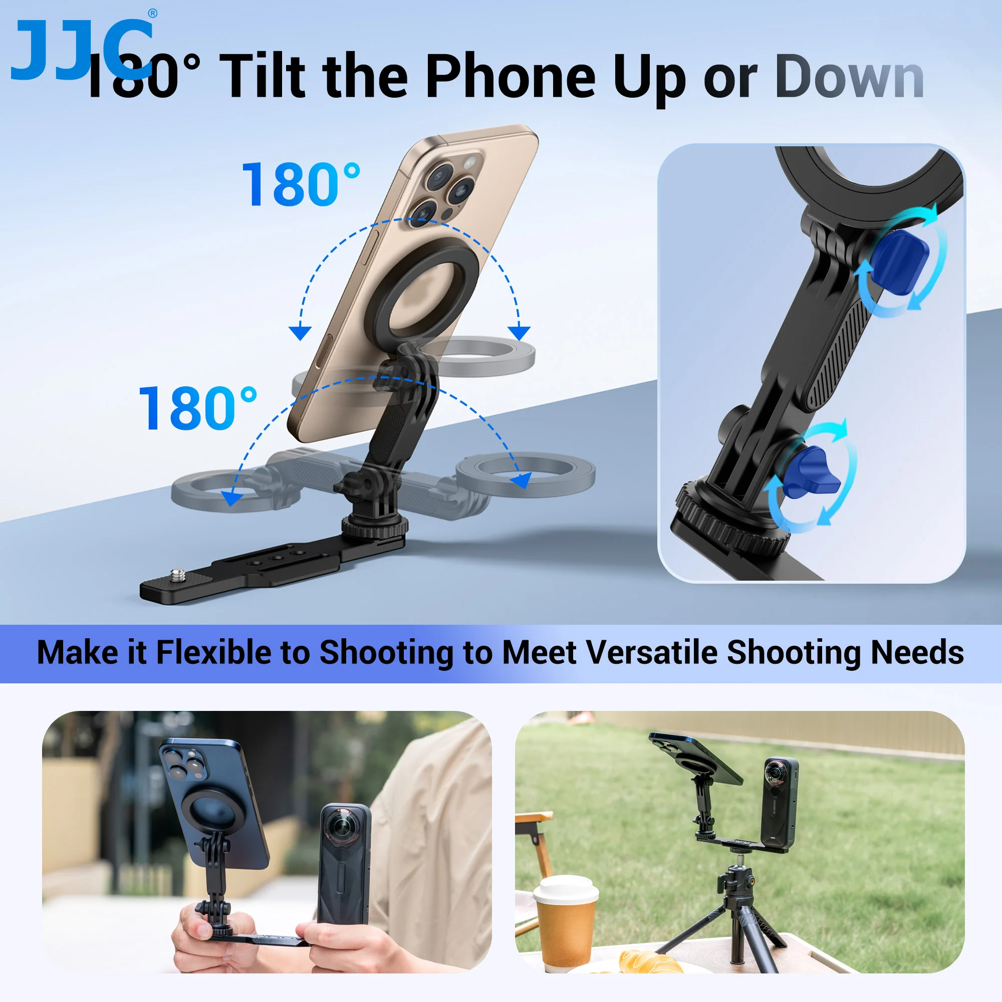 JJC Magsafe Phone Holder for DJI Osmo Pocket 4 3 Mount Expansion Accessories w 1/4" Thread Hole Used with Tripod Extension Rod view 6