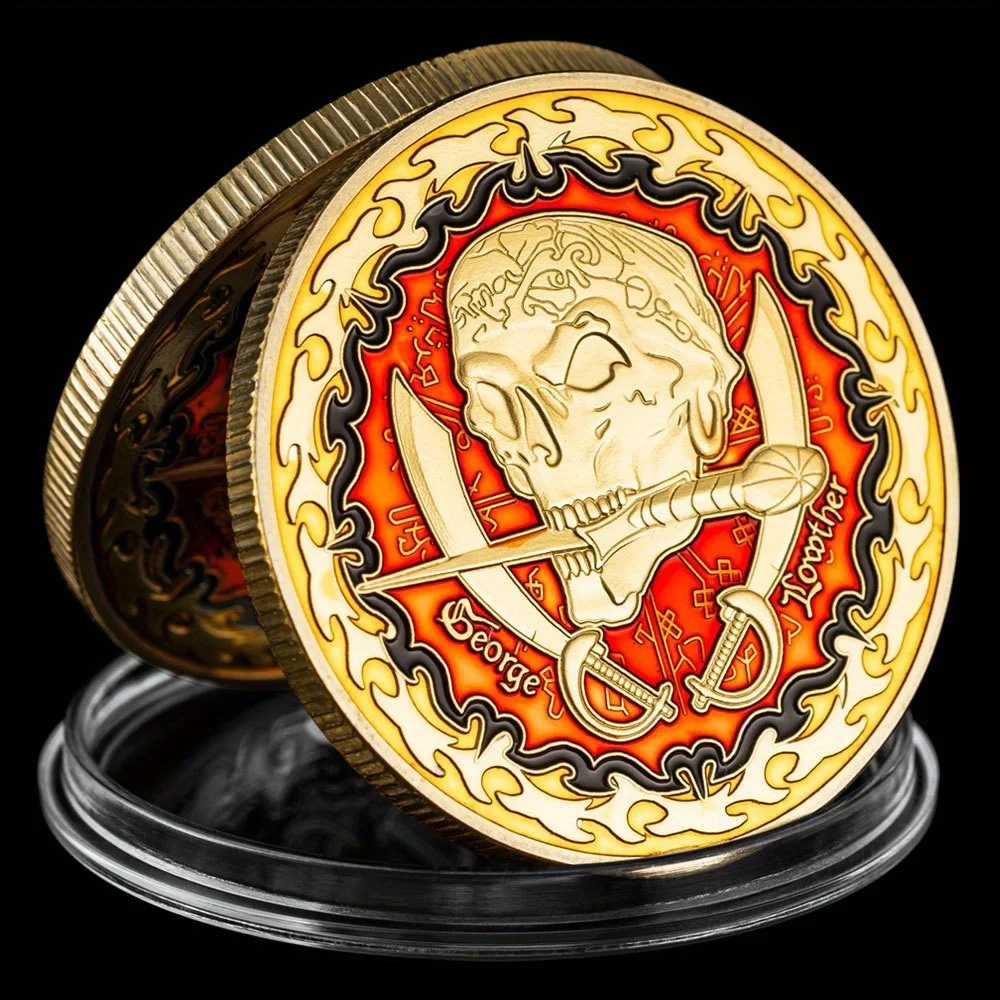 Pirate Ship Golden Plated Challenge Coin Creative Souvenir Coins Home Decoration Accessories