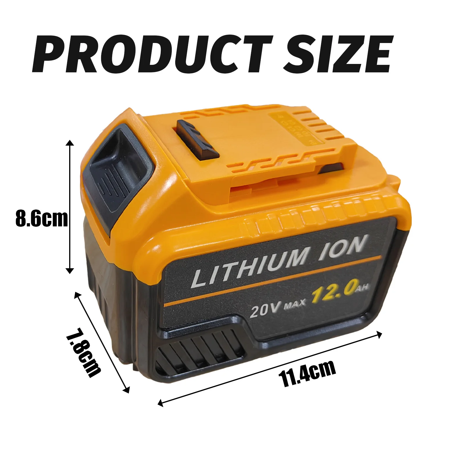 2Pack 20V 12.0Ah Replacement Battery for DeWalt DCB200 DCB184 DCB101, Li-Ion Rechargeable Battery with LED Power Indicator