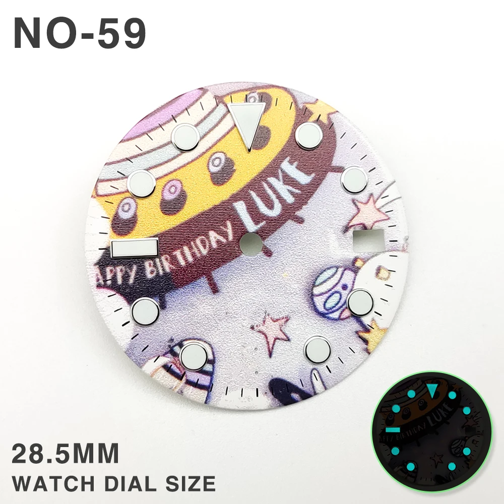 28.5MM modified accessories NH35 dial luminous substitute watch aseptic literal suitable for NH36/4R movement