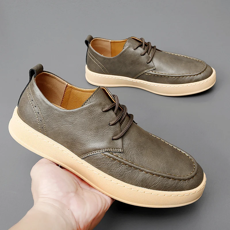 Italian Genuine Leather Casual Shoes Men\'s Lace Up Oxford Shoes Outdoor Jogging Shoes Office Men\'s Dress Shoes