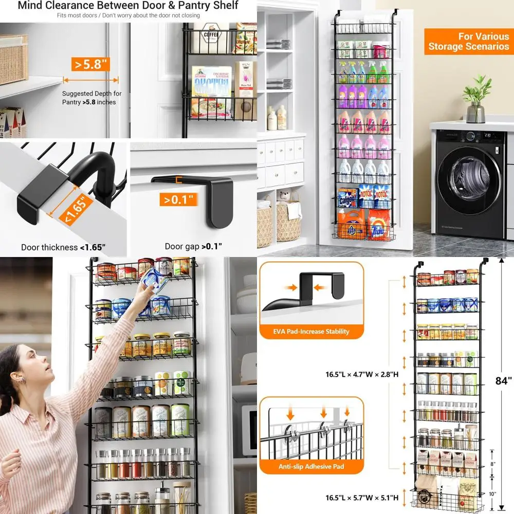 

9-Tier Metal Door Spice Rack Organizer for Pantry Storage