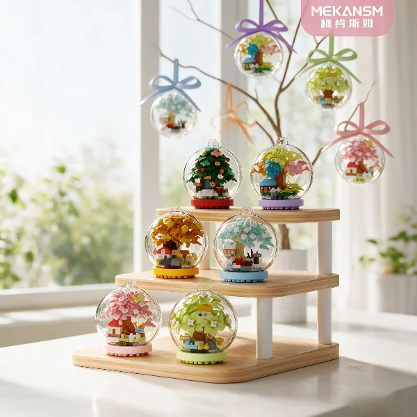 Micro Particle Building Blocks Star Ball Treehouse Ornament No Box Starry Tree House Model DIY Assembly Bricks Desktop Ornament