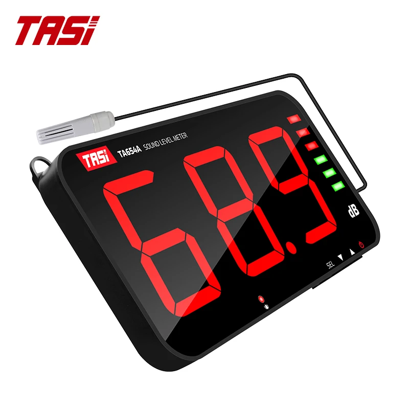 TASI TA654A/B 13 Inches LCD Decibel Meter With External Sensor, Wall Mount Sound Level Meter