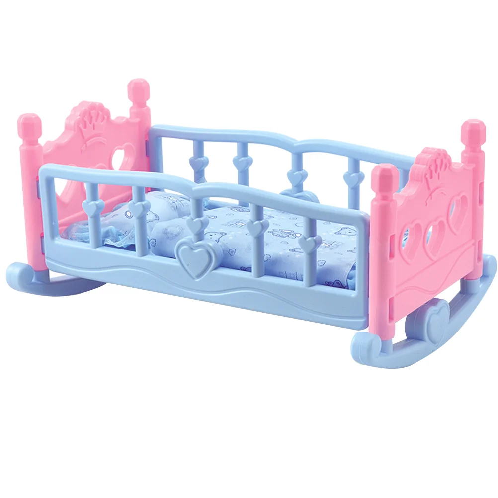 Shaker Girl Baby Toys Mini Crib Kids Play House Furniture Model Bed Accessories