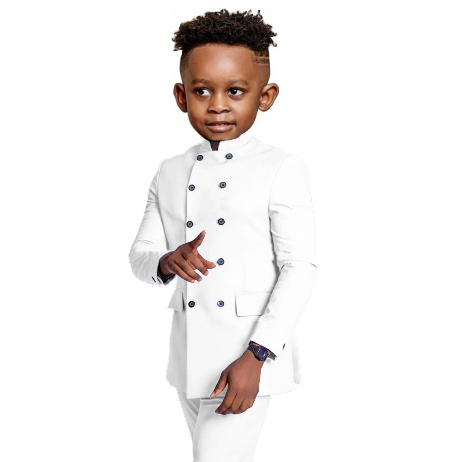 Sky Blue Suit For Kids Children Attire Double Breasted Wedding Blazer Formal Wear Birthday Party Boy Suits 2 PCS Jacket Pant