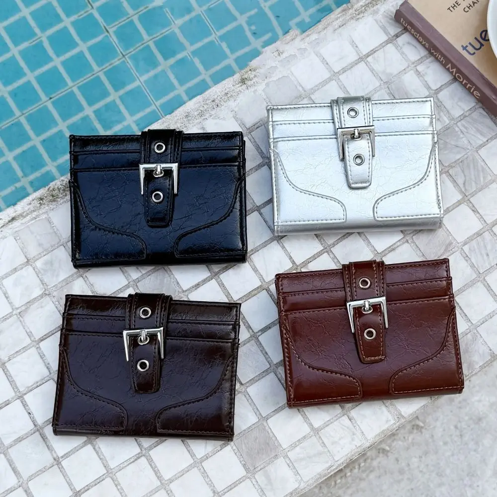 

Simple Korean Style Women Short Wallet Ultra Thin Purse Card Bag Card Holder Multi-function Coin Pouch Men