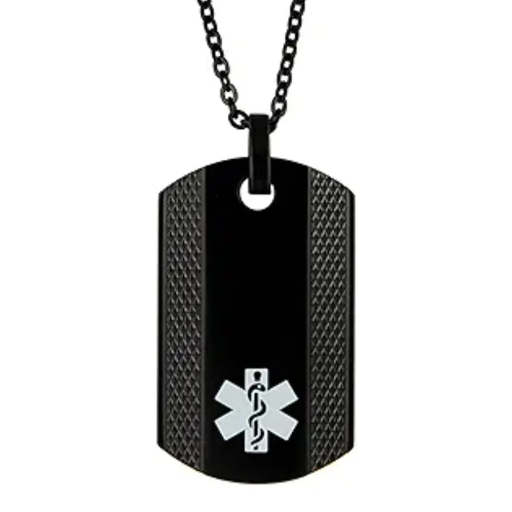 

Free Carving Customized Emergency Alarm Allergy ID Pendants Fashion Stainless Steel Medical Alarm Dog Tag Necklace Jewelry