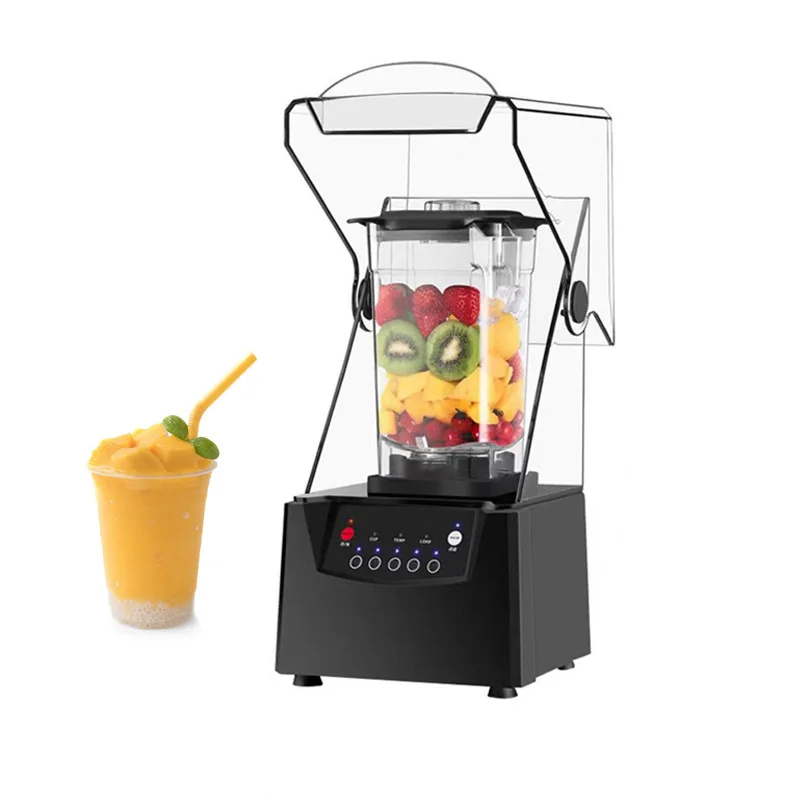 Electric Ice Crush Smoothie Blender High Speed Fruit Juice Blender with Sound Insulation Cover Commercial or Household