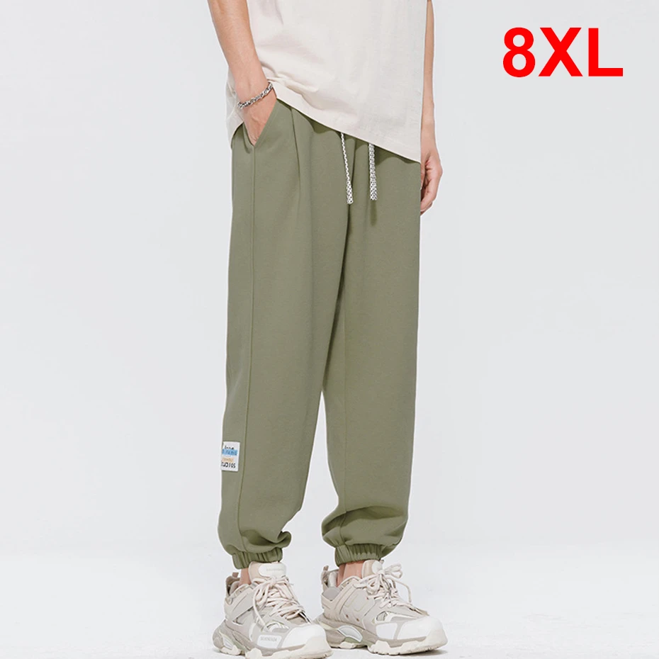 

8XL Sweatpants Jogger Pants Men Fashion Casual Solid Color Elastic Waist Sweatpants Trousers Plus Size 8XL