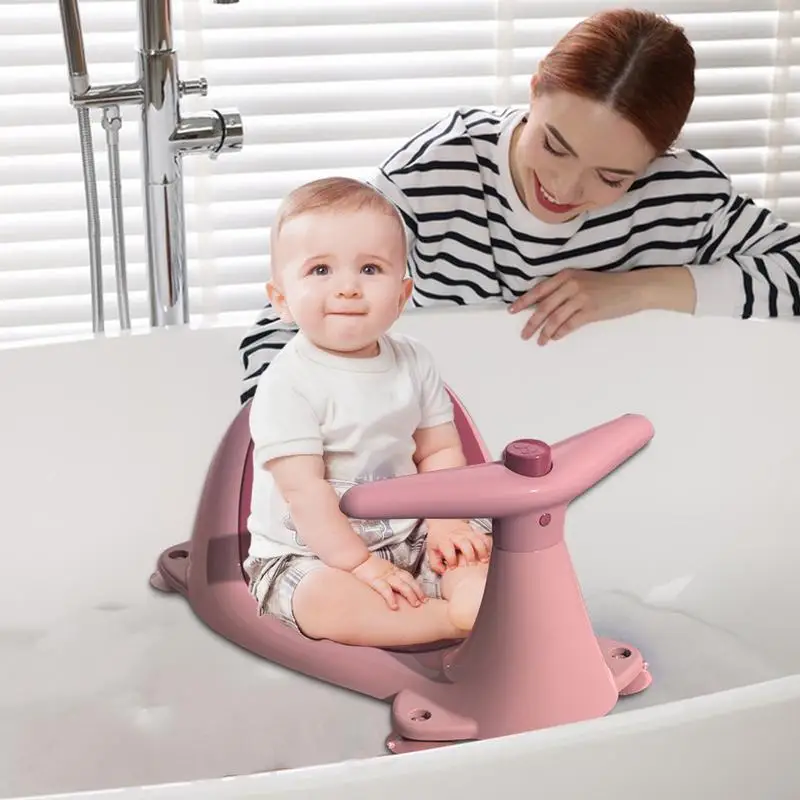 Sitting Bath Seat For Baby Cartoon Whale Shaped Baby Shower Chair Non-Slip Bath Seat For Babies Safety Bathroom Seats With Water