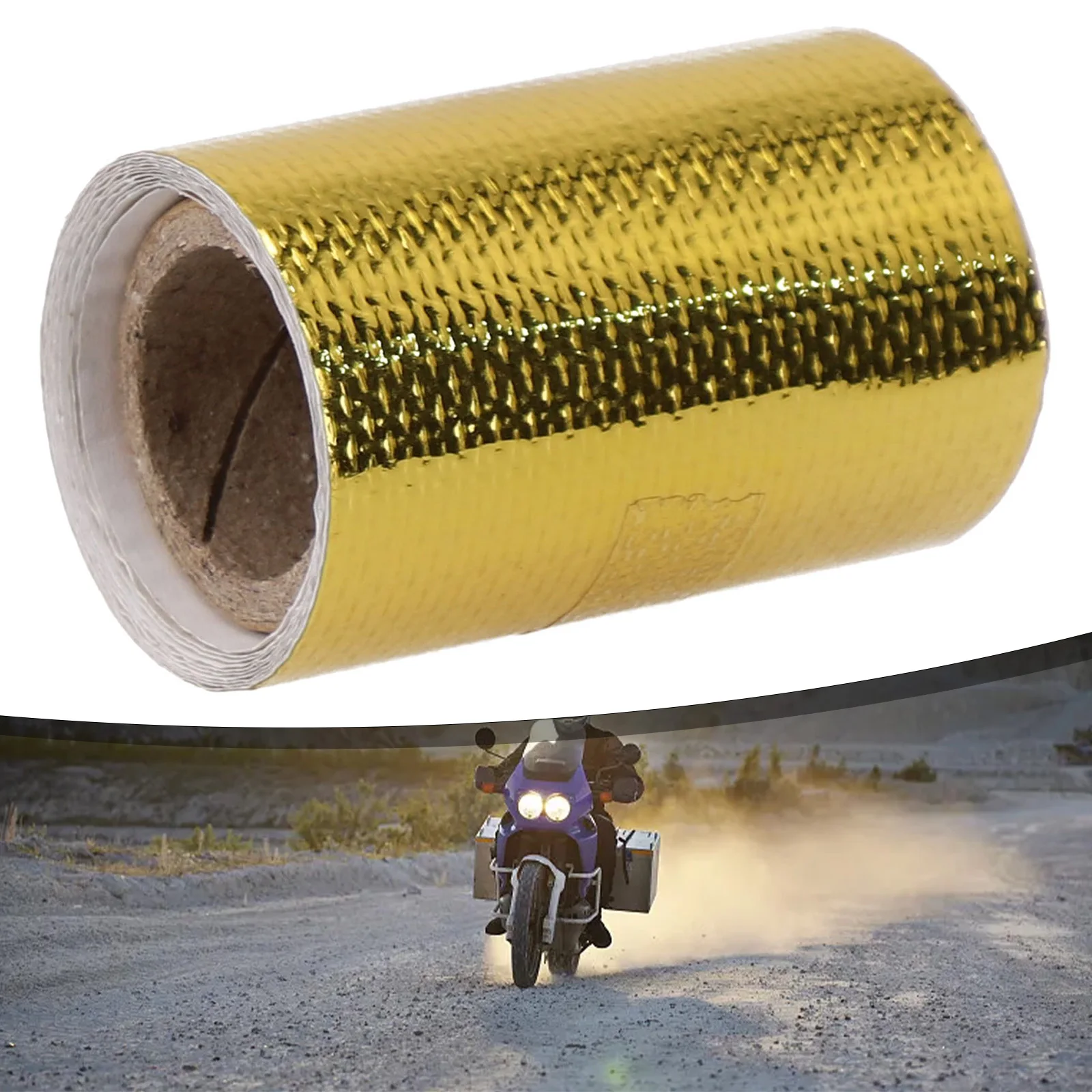 Fita De Escape Térmico De Ouro, Auto Heat Shield Wrap Tape, Entrada De Ar, Escudo De Isolamento, Fibra De Vidro Reflexiva, GMJJ3946, 1 Rolo